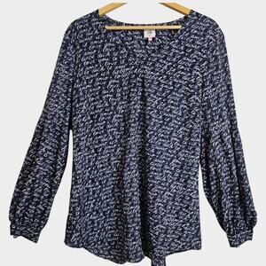 Cabi Shirt Womens XL Purple Multicolor Love Te Amo Long Sleeve Business Casual